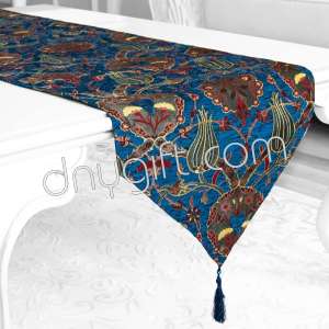 40x180 Turkish Luxury Patterned Blue Runner 1893