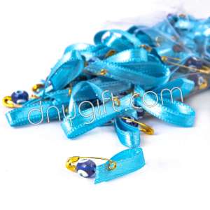 Ribboned Evil Eye Safety Pin