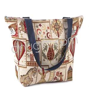 Turkish Tapestry Beach Bag Cream 1254
