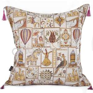 70x70 Cream Turkish Cushion Cover 1254