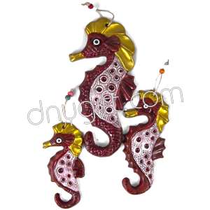 Colorful Turkish Triple Sea Horse Wall Hanging Ornament
