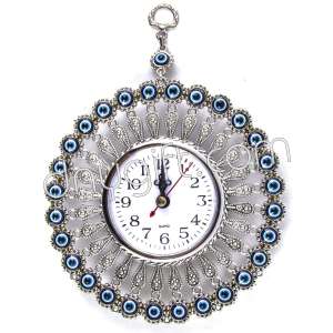 Turkish Traditional Wall Clock  Evil Eyes Beaded Wall Hanging Ornament
