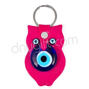 Grey Owl Faux Leather Key Chain