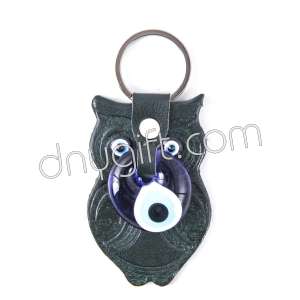 Dark Green Owl Faux Leather Key Chain