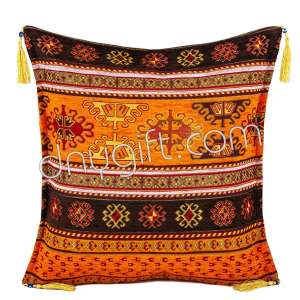 45x45 Kilim Desing Orange Brownturkish Cushion Pillow Cover