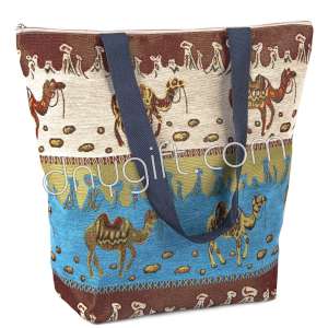 Turquois Camel Patterned Turkish Design Gobilen Beach Bag