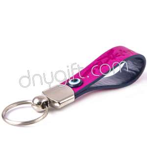 Faux Leather Stripe Key Chain Pink