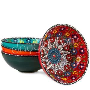 15 Cm Turkish Ottoman Embossed Pattern Ceramic Bowl