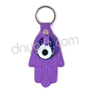 Fatima's Hand Faux Leather Key Chain Fuchsia