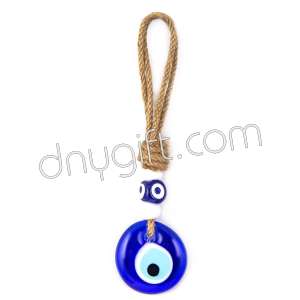 Turkish Evil Eye Linen Corded Wall Hanging Ornament No 1