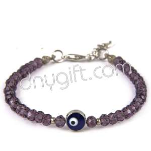 Purple Crystal Turkish Bracelet Withe Evil Eye