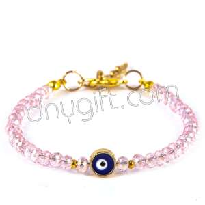 Light Pink Crystal Turkish Bracelet Withe Evil Eye