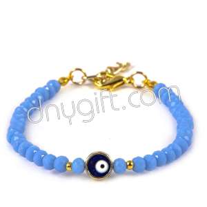 Light Blue Crystal Turkish Bracelet Withe Evil Eye