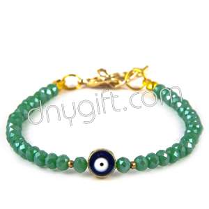 Green Crystal Turkish Bracelet Withe Evil Eye 