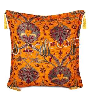 45x45 Orange Kilim Desing Turkish Cushion Pillow Cover