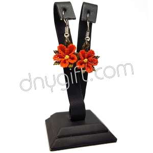 Needle Lace Wild Flower Earrings Orange