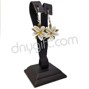 Needle Lace Wild Flower Earrings White