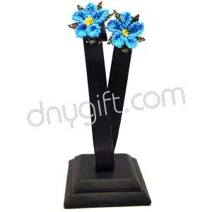 Needle Lace Wild Flower Stud Earrings Light Blue