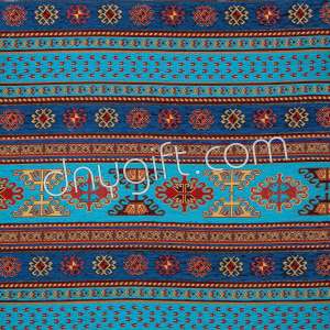 Chenille Kilim Fabric Turquoise - Dark Blue