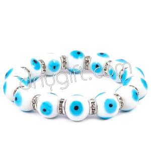 12 MM White Evil Eye Bracelet