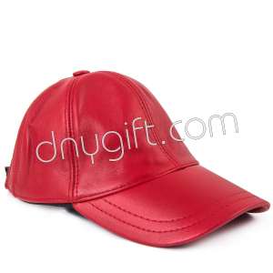 Visor Genuine Leather Hat Red