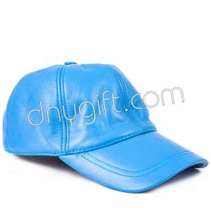 Visor Genuine Leather Hat Open Blue
