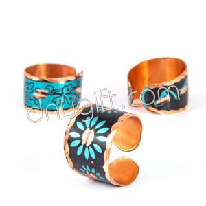 Turkish Patterned Copper Ring In Turquoise