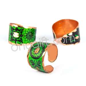 Turkish Patterned Copper Ring In Green