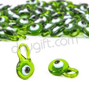 Herat Shaped Turkish Evil Eye Beads Green