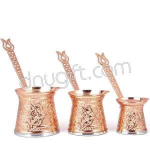 Turkish Coffee Pot - Copper Color Set of 3