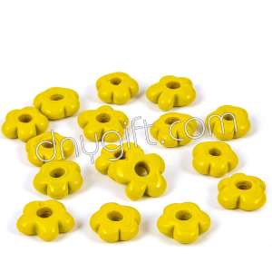 Hand Made Flower Shaped Glass Bead Yellow Color
