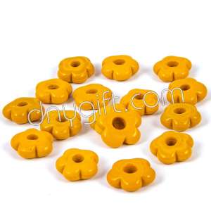Hand Made Flower Shaped Glass Bead Mustard Color
