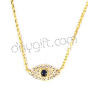 925 Sterling Turkish Silver Eye Designed Necklaces 2 Gr