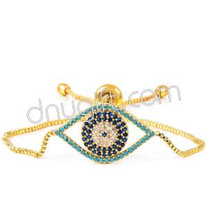 Zircon Beaded Bronze Evil Eye Bracelet