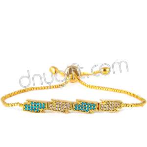 Zircon Beaded Bronze In-line Bracelet