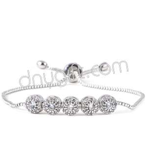 Zircon Beaded Bronze In-line Bracelet