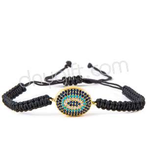 Zircon Beaded Round Evil Eye Bracelet