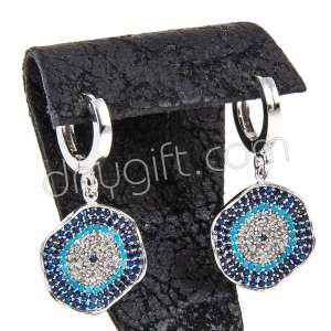 Zircon Beaded Evil Eye Patterned Earring