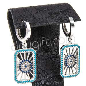 Zircon Beaded Evil Eye Patterned Earring