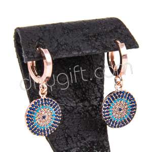 Zircon Beaded Evil Eye Patterned Earring