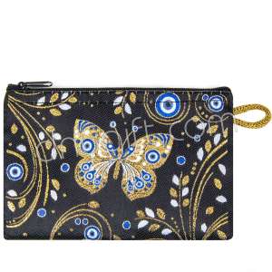 Kelebek Desenli Dokuma Cüzdan