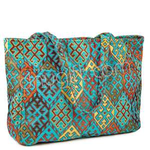 Çift Cepli Plaj Çantası Eli Belinde Turkuaz