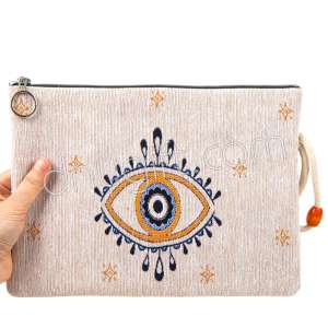 Otantik Goblen Göz Desenli Klaç Çanta