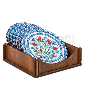 Ahşap Kutulu Bardak Altı Set