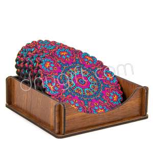 Ahşap Kutulu Bardak Altı Set