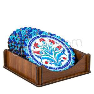 Ahşap Kutulu Bardak Altı Set