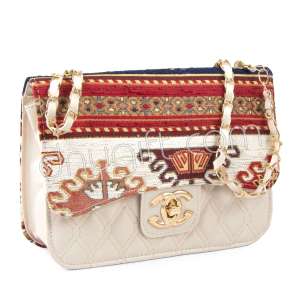 Nakkash Kilim Desen Zincirli Kol Çantası Orta