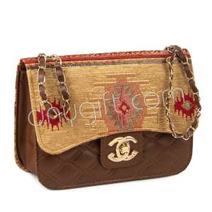 Nakkash Kilim Desen Zincirli Kol Çantası Orta