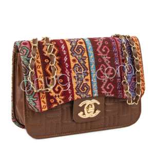 Nakkash Kilim Desen Zincirli Kol Çantası Orta