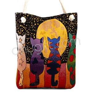 Kedi Desenli Heybe Çanta